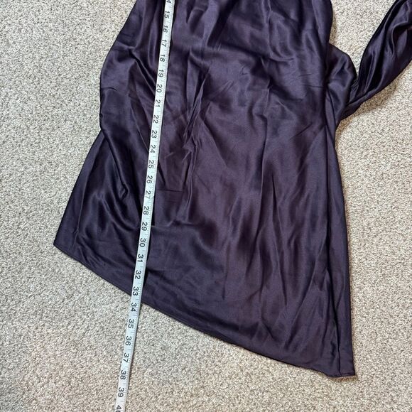 NEW House of CB purple satin draped open back mini dress size L+ - Picture 11 of 11